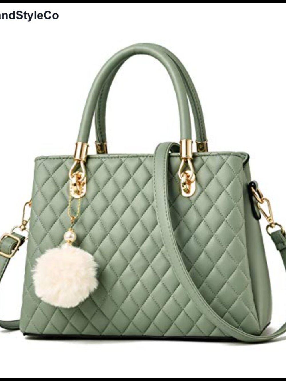 PU Leather Satchel Handbag Top-Handle Tote with Pompon